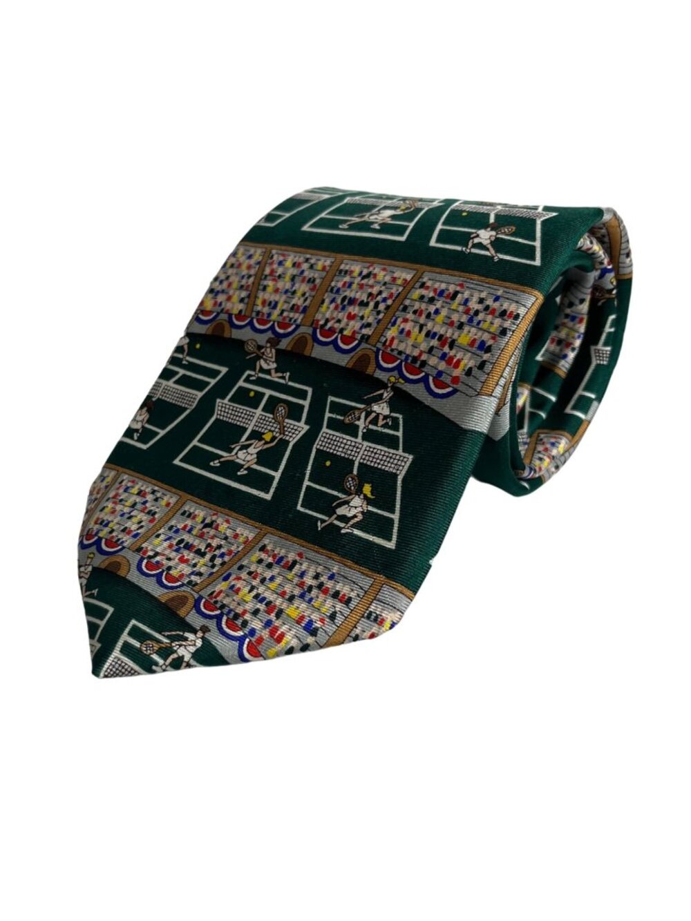 Alynn Neckwear Silk Neck Tie Tennis Match Point Mens Green Made USA